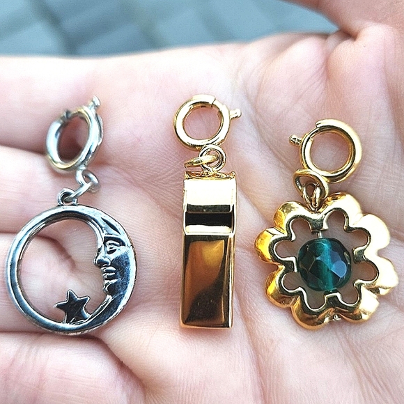 Nordstrom Jewelry - Nordstrom Jewelry Set Of 3 Charms Moon & Star, Whistle, Flower
